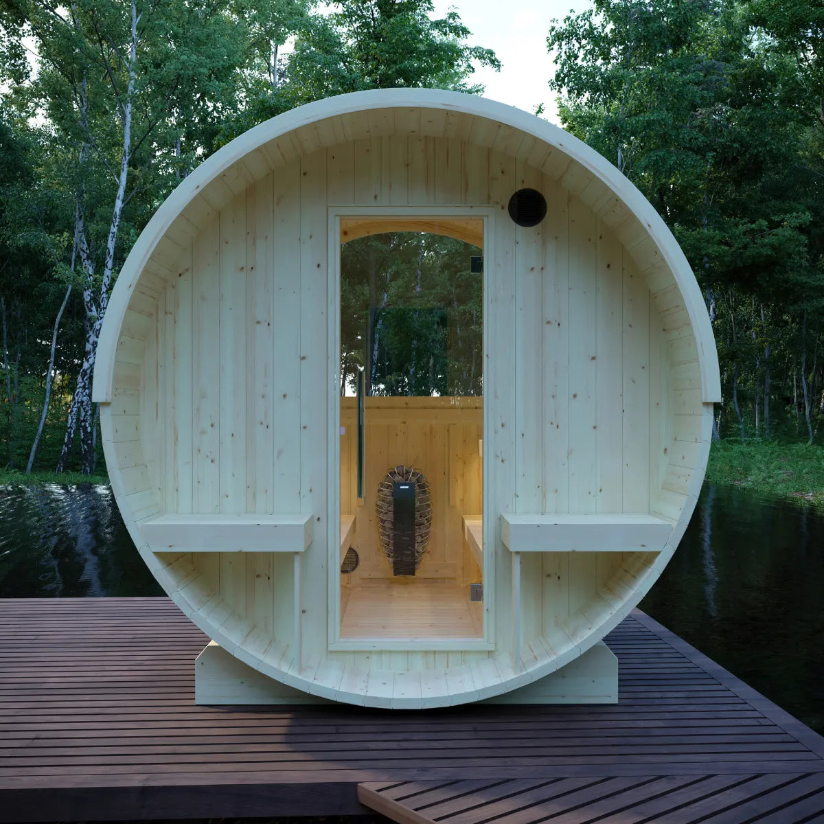 Finnish Barrel Saunas Helsinki | 4-Person Barrel Sauna with Terrace and WiFi Heater