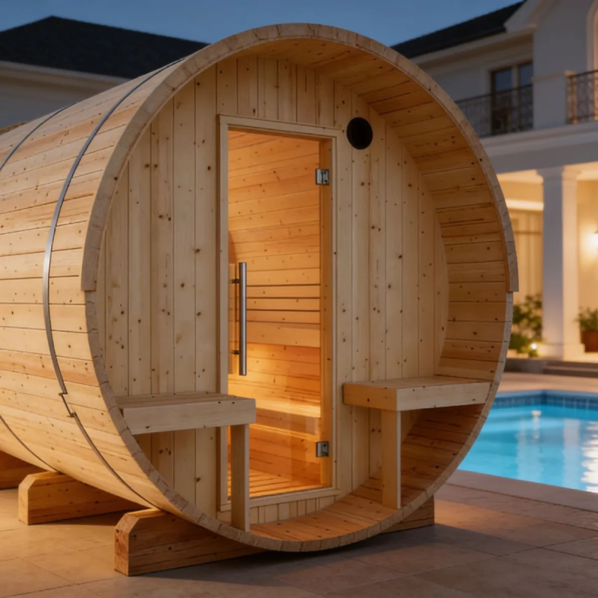 Finnish Barrel Saunas Helsinki | 4-Person Barrel Sauna with Terrace and WiFi Heater
