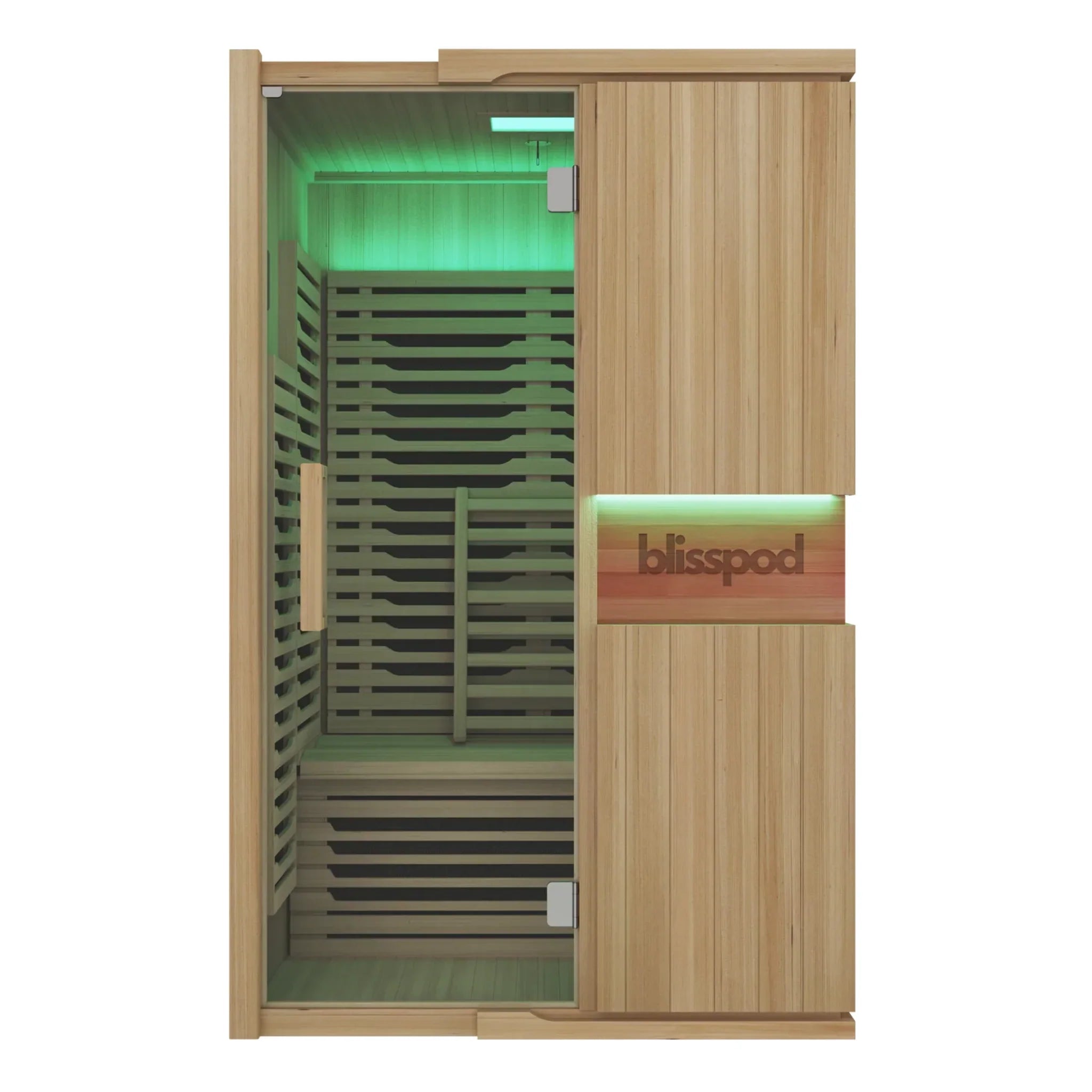 Blisspod Milano 2-Person Full Spectrum Infrared Sauna | Canadian Hemlock, Ultra Low EMF, Red Glass Heater & Chromotherapy Lighting