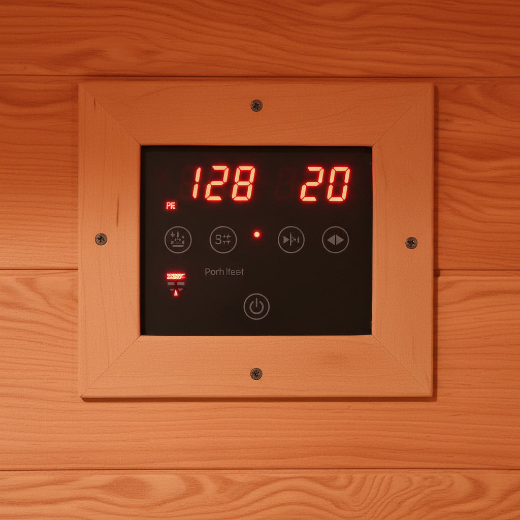 1 Person Extendable FAR Infrared Sauna for Home, Hemlock Wood Low EMF 6 Carbon Heaters Indoor Saunas with LED Lights, Bluetooth Speaker, Digital Control Panel, and Seating Bench