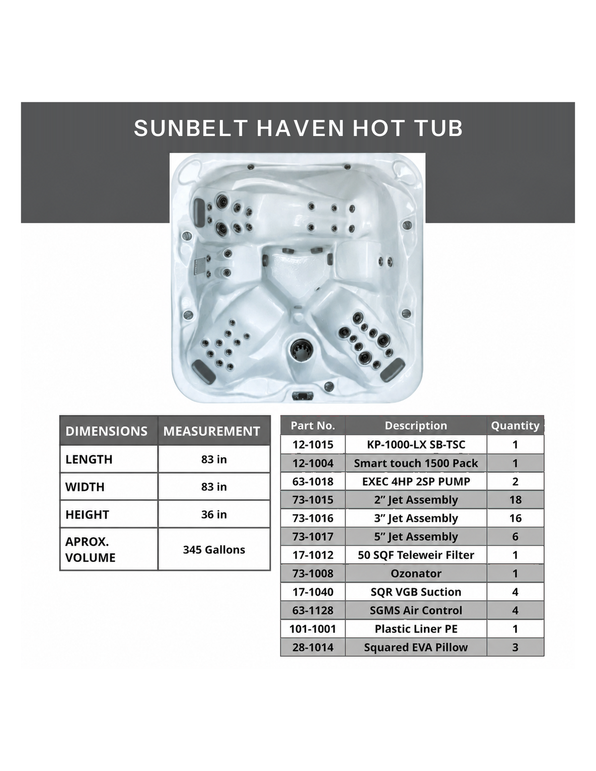 Sunbelt Haven Hot Tub - Seats 5 - 1 Lounger - 40 Jets