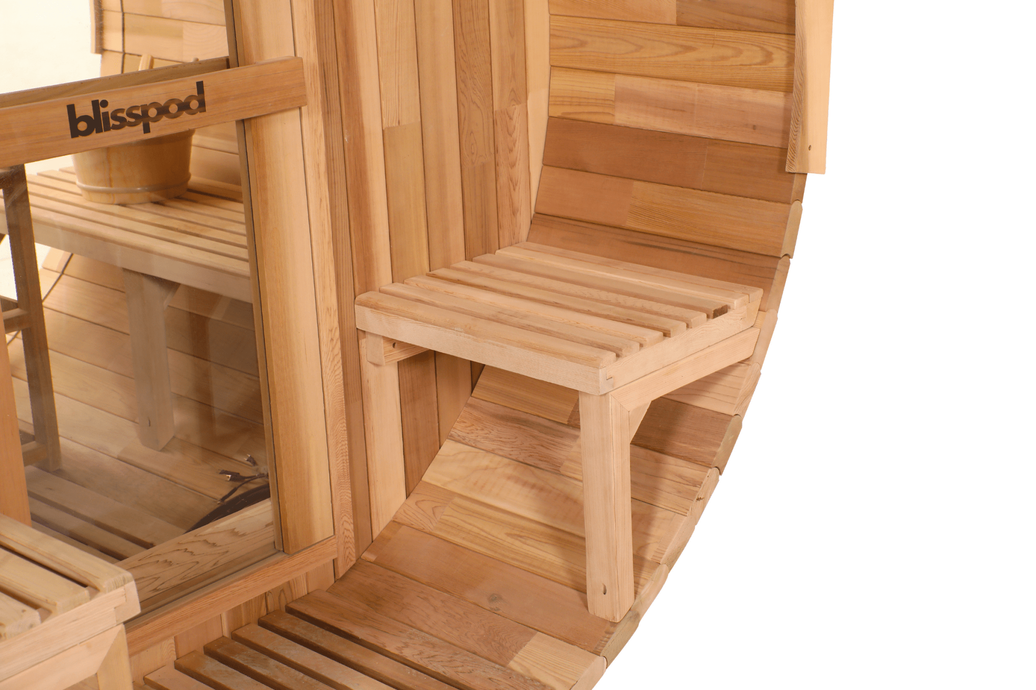Blisspod Prague Barrel Sauna | Canadian Red Cedar, Outdoor Steam Sauna, Porch Seating (2–6 Person) - Forge Recovery