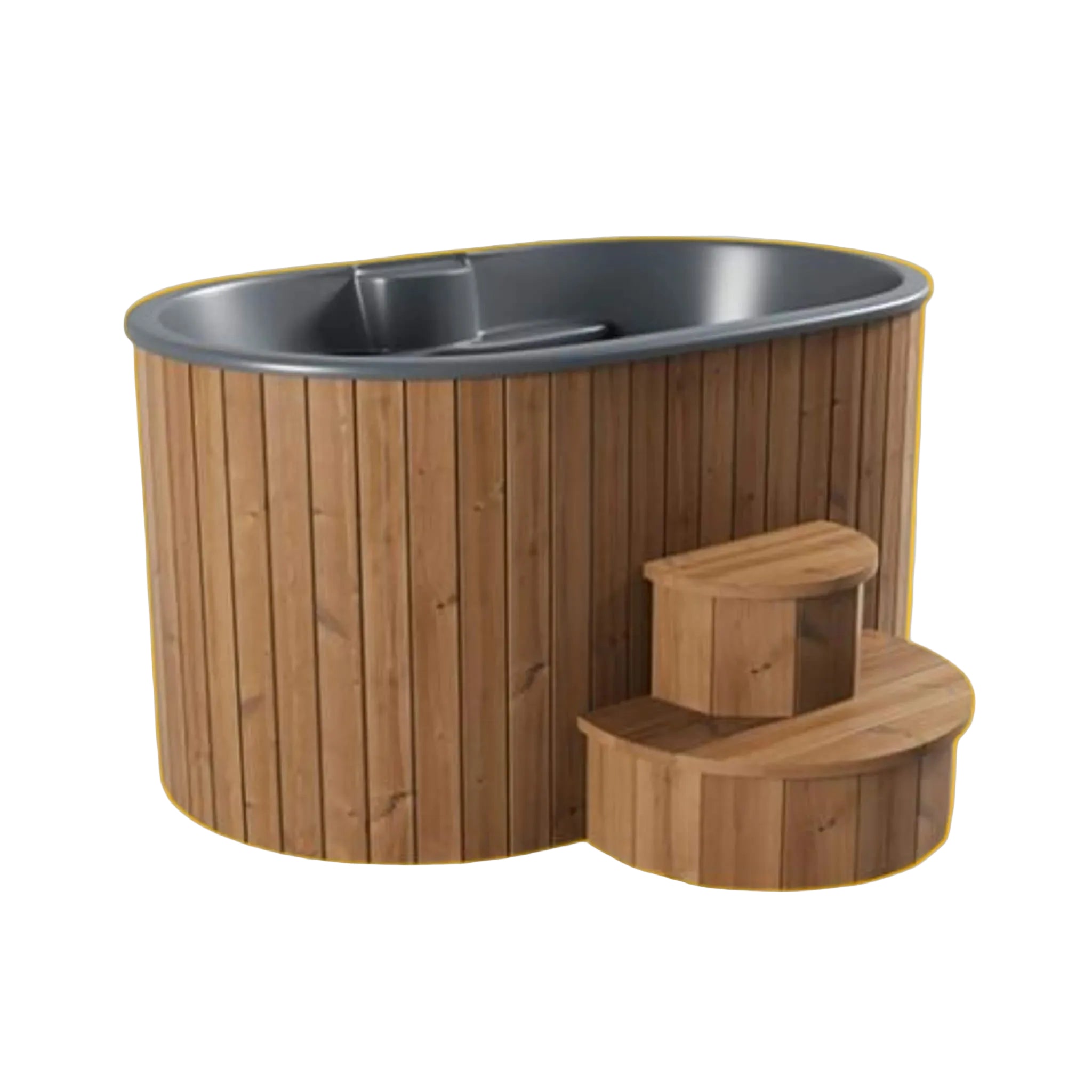 SaunaLife Model S2N/B 2-Person Hot & Cold Immersion Tub | Thermo-Pine Wood, Fiberglass Interior, Outdoor Plunge System