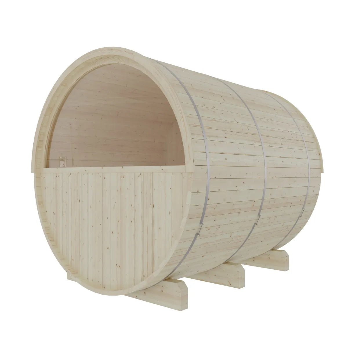 Summer Sale $500 OFF - Finnish Barrel Saunas Helsinki | 4-Person Barrel Sauna with Terrace and WiFi Heater - Forge Recovery