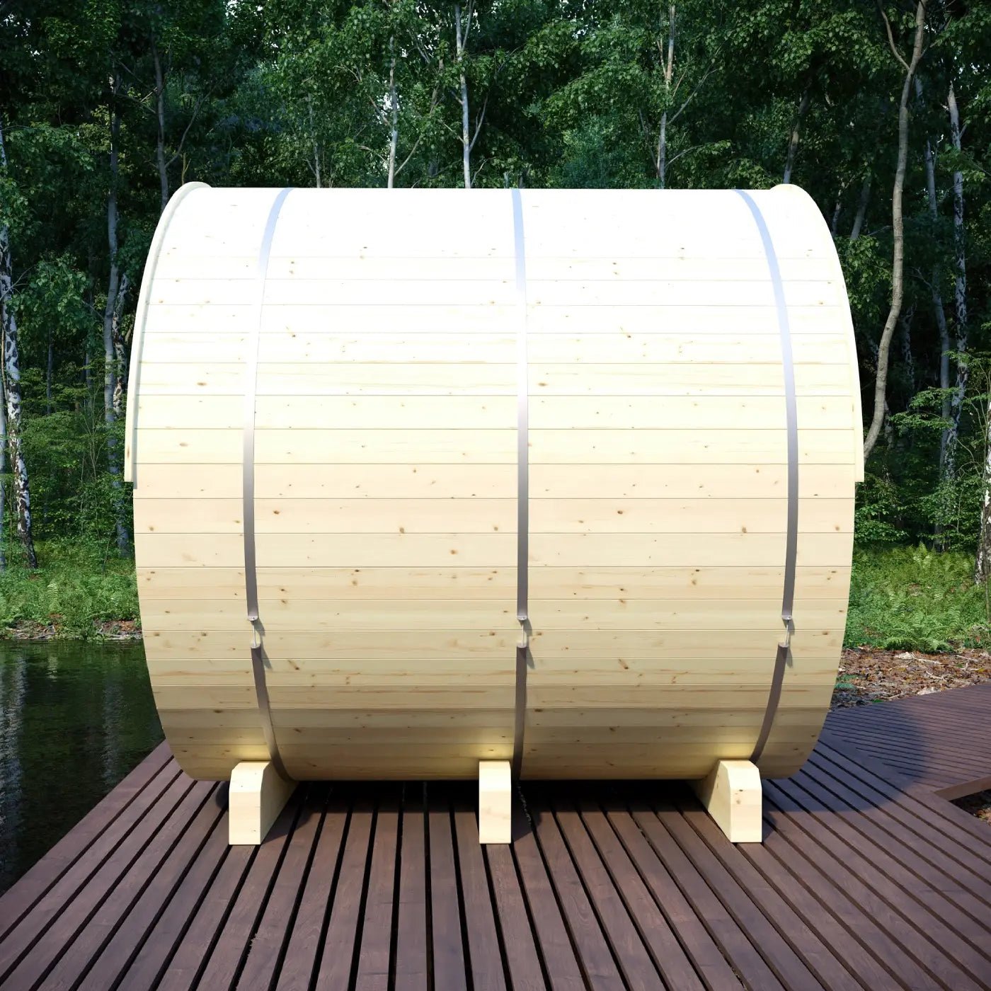 Summer Sale $500 OFF - Finnish Barrel Saunas Tampere | 4-Person Barrel Sauna with WiFi Heater - Forge Recovery