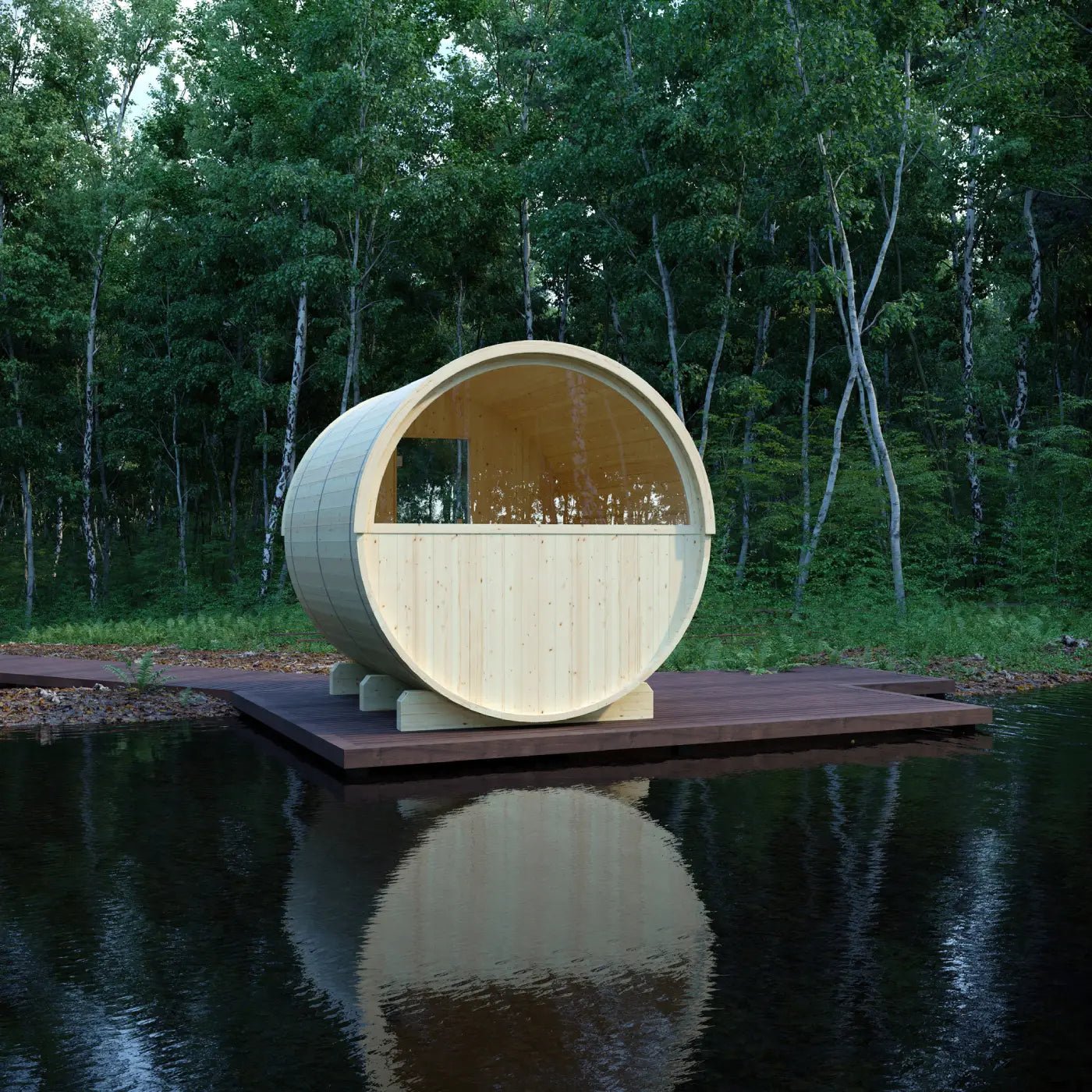 Summer Sale $500 OFF - Finnish Barrel Saunas Tampere | 4-Person Barrel Sauna with WiFi Heater - Forge Recovery