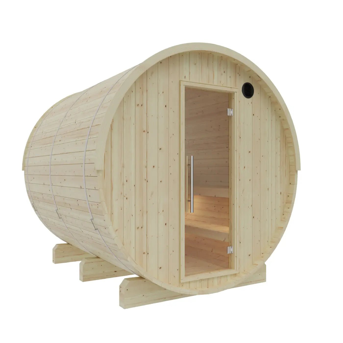 Summer Sale $500 OFF - Finnish Barrel Saunas Tampere | 4-Person Barrel Sauna with WiFi Heater - Forge Recovery