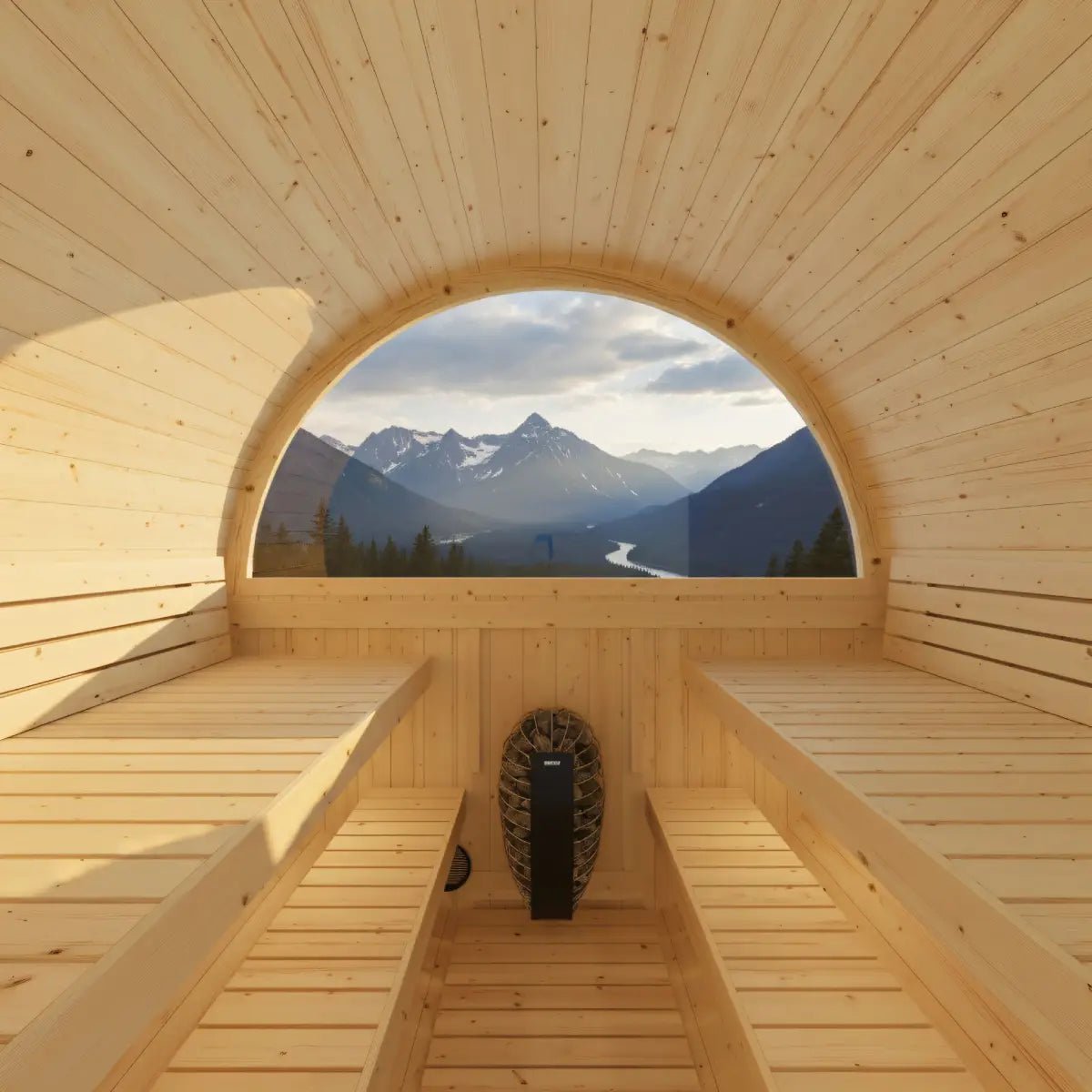 Summer Sale $500 OFF - Finnish Barrel Saunas Turku | 6-Person Barrel Sauna with Terrace and WiFi Heater - Forge Recovery