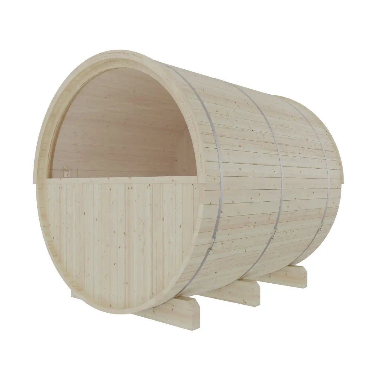 Summer Sale $500 OFF - Finnish Barrel Saunas Turku | 6-Person Barrel Sauna with Terrace and WiFi Heater - Forge Recovery
