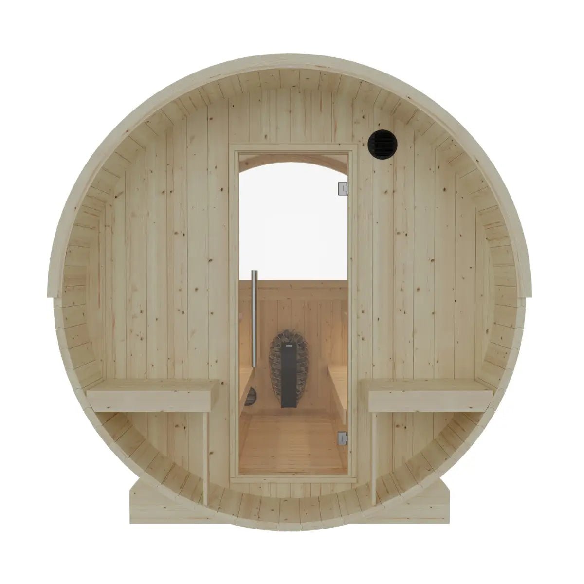 Summer Sale $500 OFF - Finnish Barrel Saunas Turku | 6-Person Barrel Sauna with Terrace and WiFi Heater - Forge Recovery