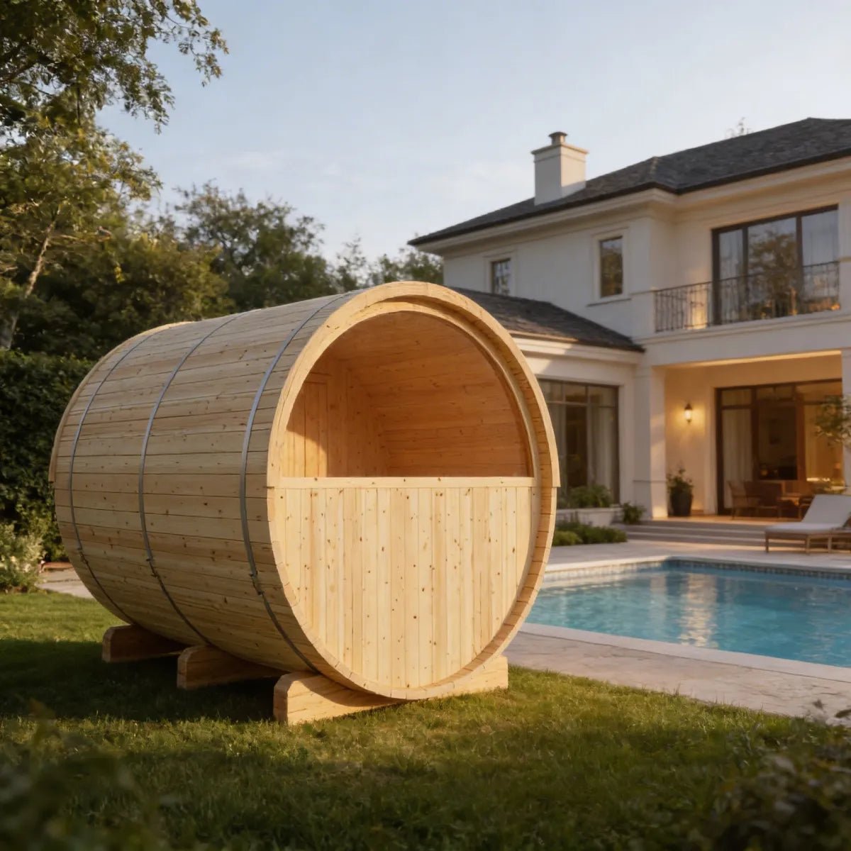 Summer Sale $500 OFF - Finnish Barrel Saunas Vassa | 6-Person Barrel Sauna with WiFi Heater - Discount - Forge Recovery