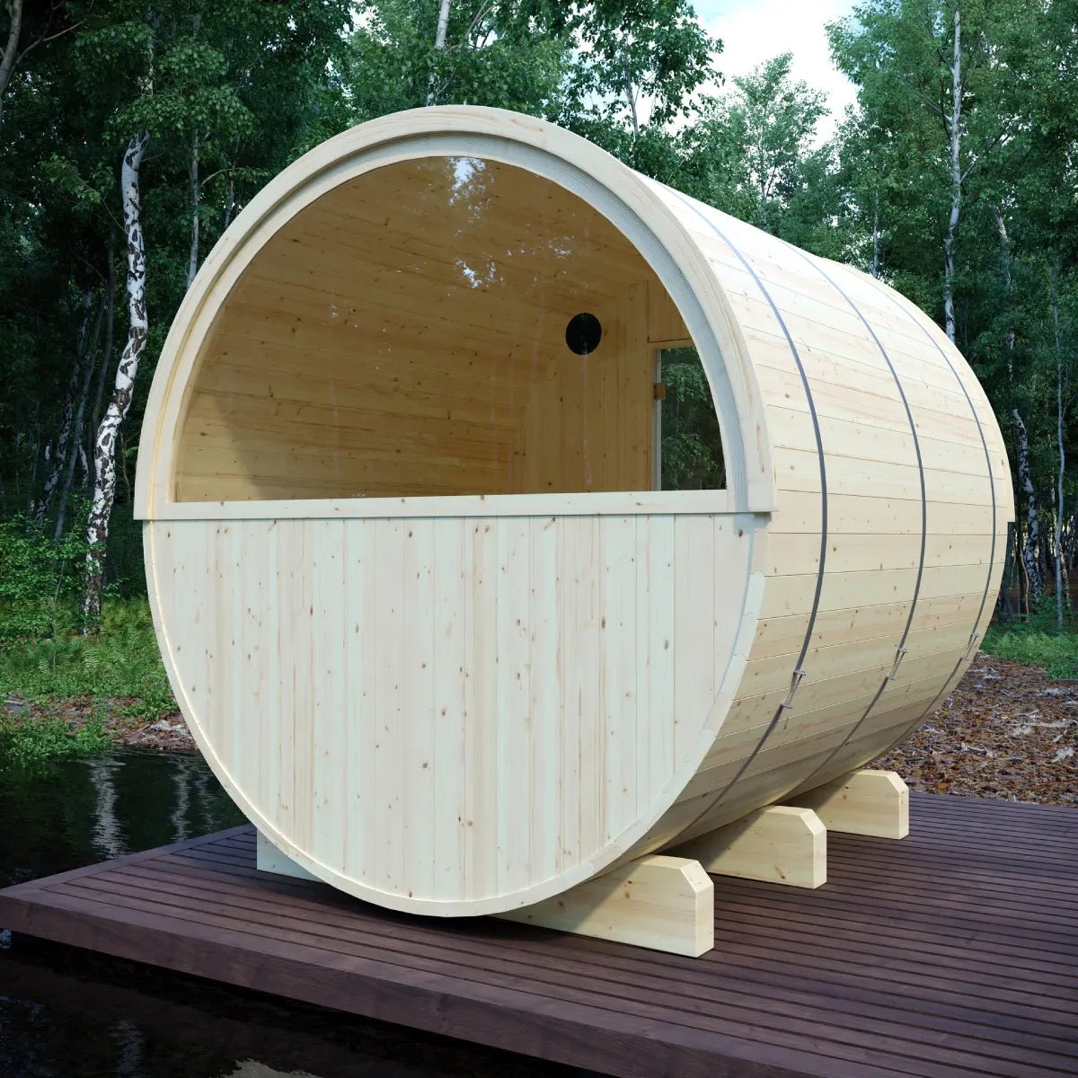 Summer Sale $500 OFF - Finnish Barrel Saunas Vassa | 6-Person Barrel Sauna with WiFi Heater - Discount - Forge Recovery