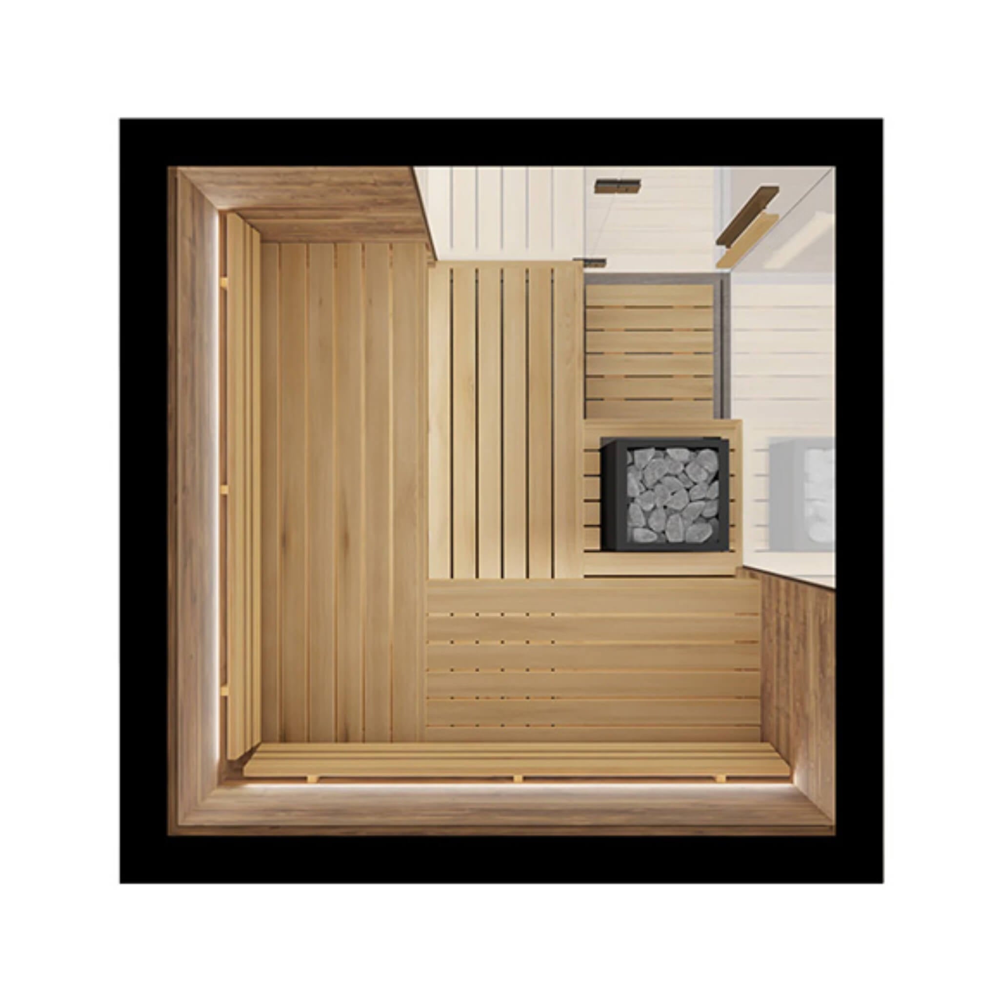 ThermaSol Astra Indoor Semi Panoramic Glass Sauna Cabin, 4 Person - Forge Recovery