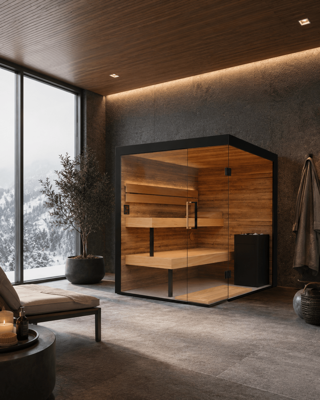 ThermaSol Lumaria Indoor Glass Sauna Cabin - Forge Recovery