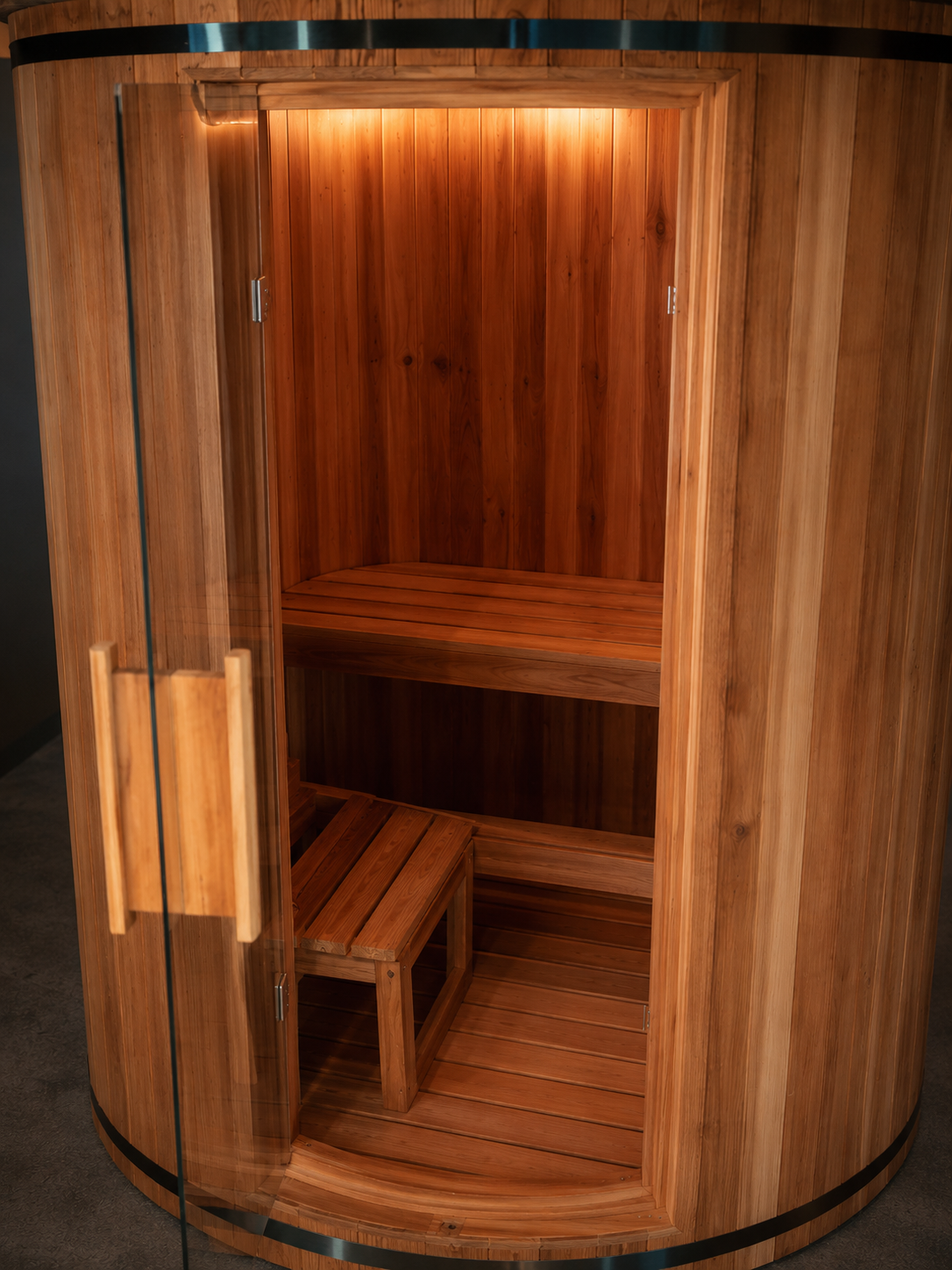 Thermora Barcelona 4-Person Vertical Barrel Sauna | 78” Cedar Wood Outdoor Sauna with 6kW Heater, LED Lighting & Stones